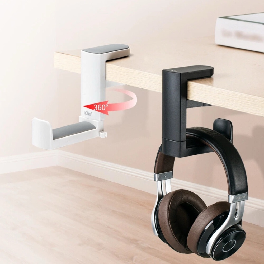 Under Desk Headphone Holder Mount 360° Rotating Clamp Hanger